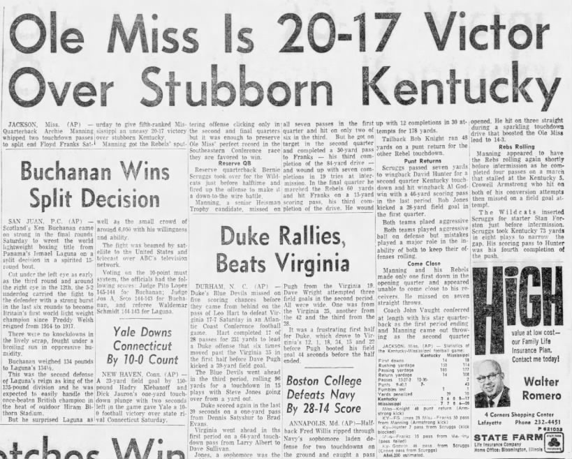 Ole Miss is 20–17 victor over stubborn Kentucky
