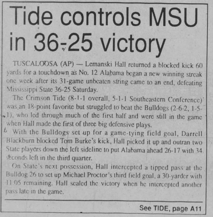 Tide controls MSU in 36–25 victory