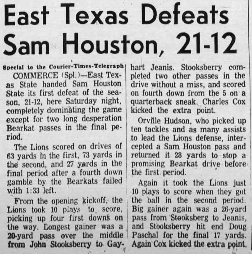 East Texas defeats Sam Houston, 21–12