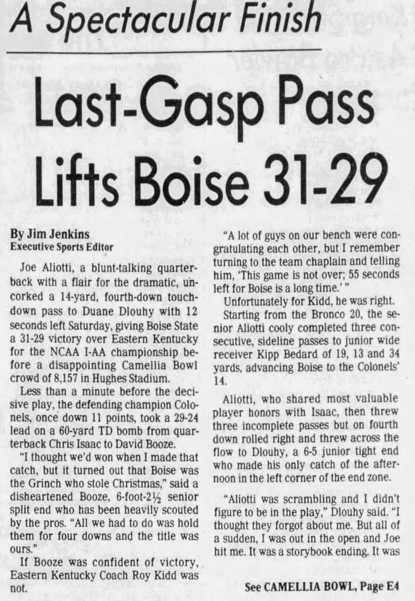 Last-grasp pass lifts Boise 31–29