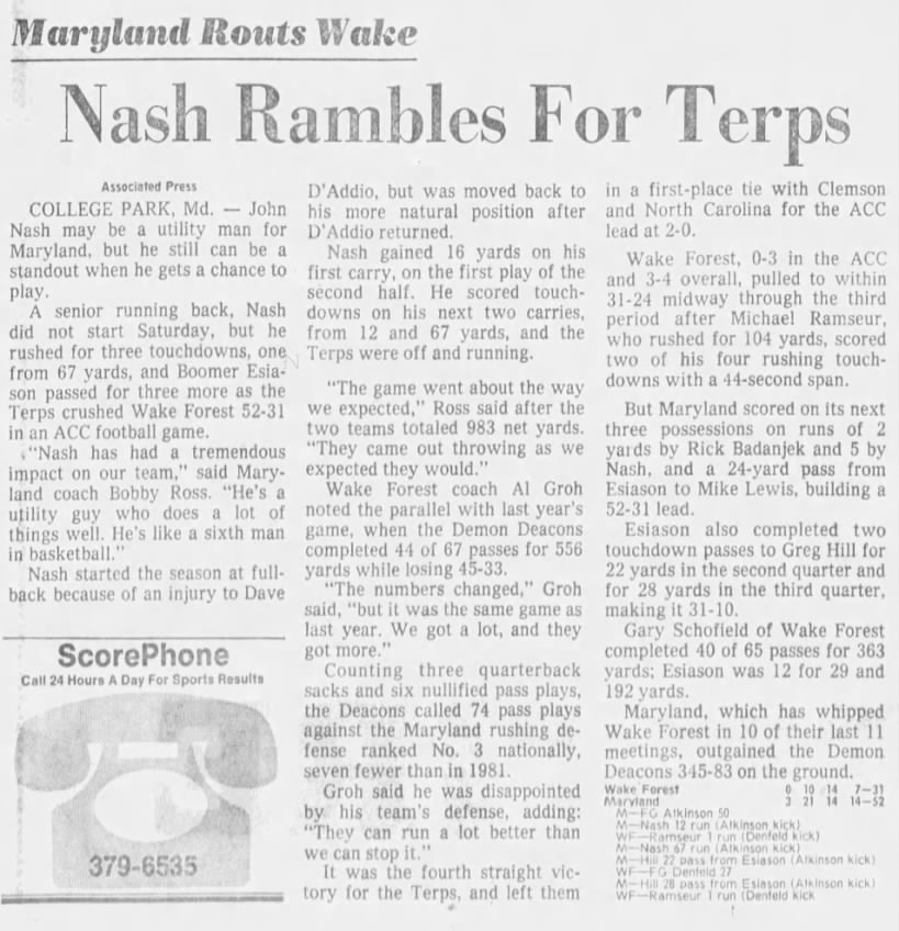 Nash rambles for Terps