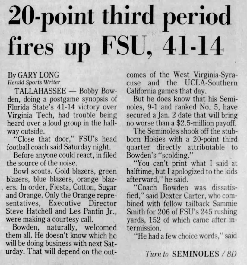 20-point period fires up FSU, 41–14