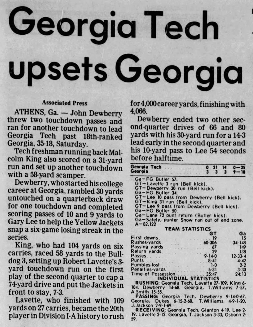 Georgia Tech upsets Georgia