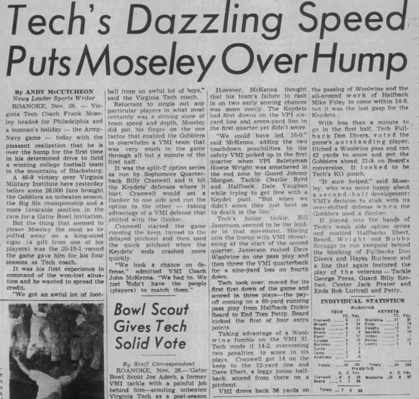 Tech's dazzling speed puts Moseley over hump