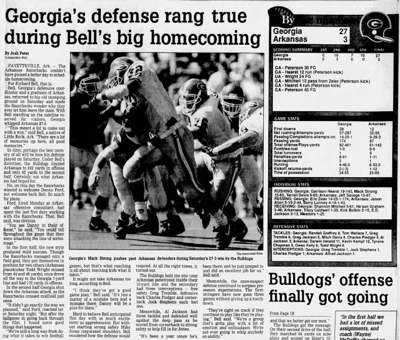 Georgia's defense rang true during Bell's big homecoming