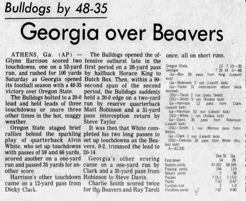 Georgia over Beavers