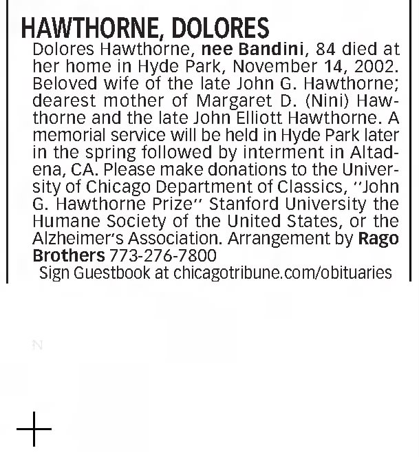 Hawthorne, Dolores