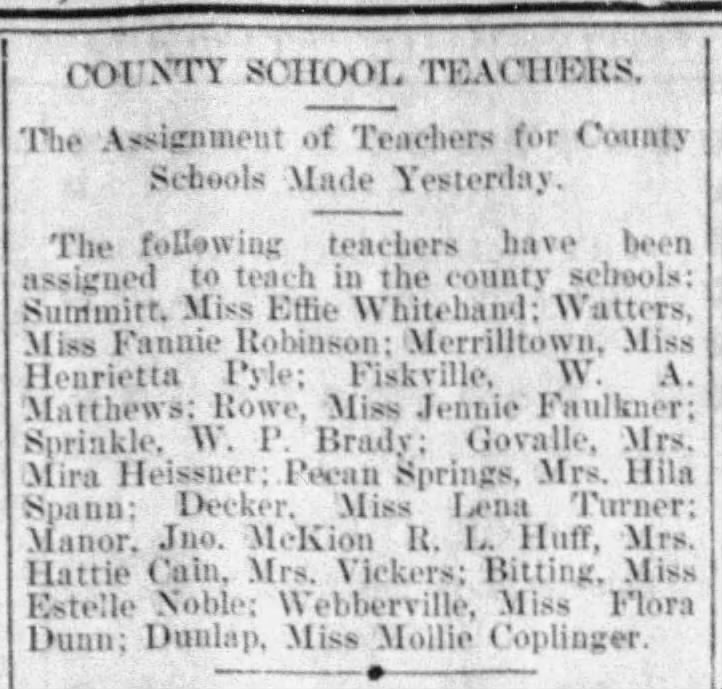 County School Teachers: The Assignment of Teachers for County Schools Made Yesterday
