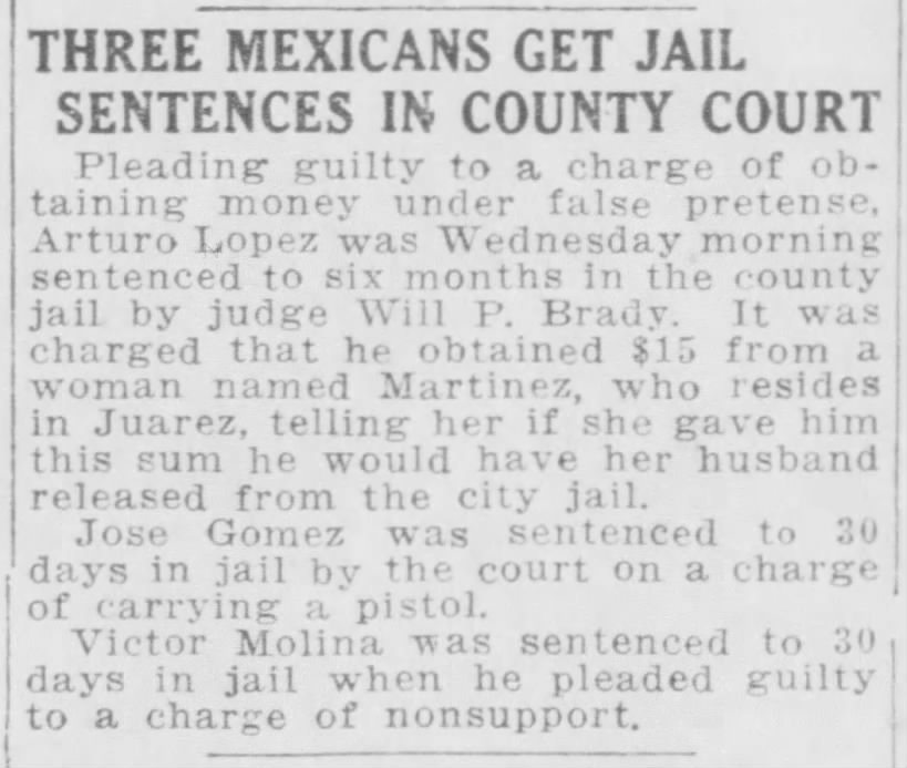 Three Mexicans Get Jail Sentences in County Court