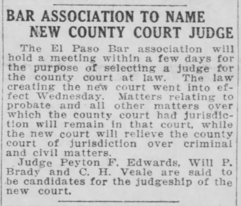 Bar Association to Name New County Court Judge