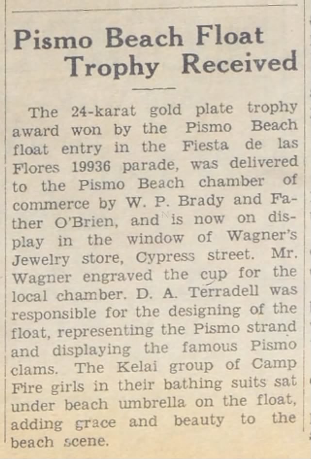 Pismo Beach Float Trophy Received
