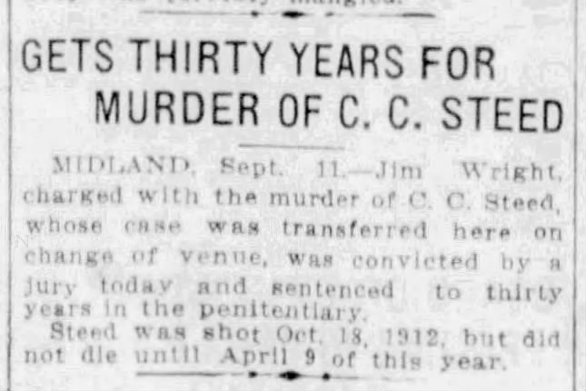 Gets Thirty Years for Murder of C. C. Steed