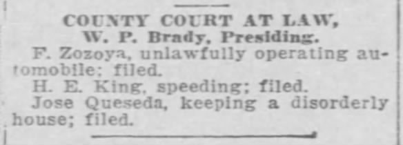 County Court at Law: W. P. Brady, Presiding