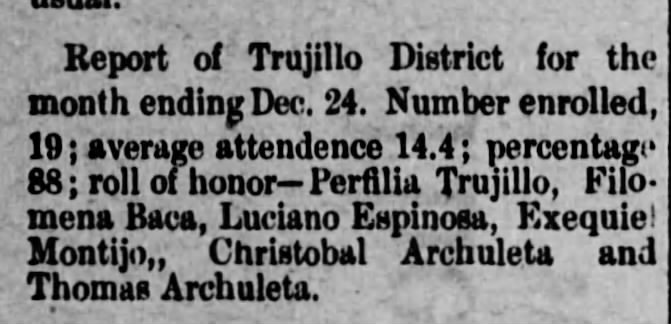 Trujillo School District 28 Dec 1886