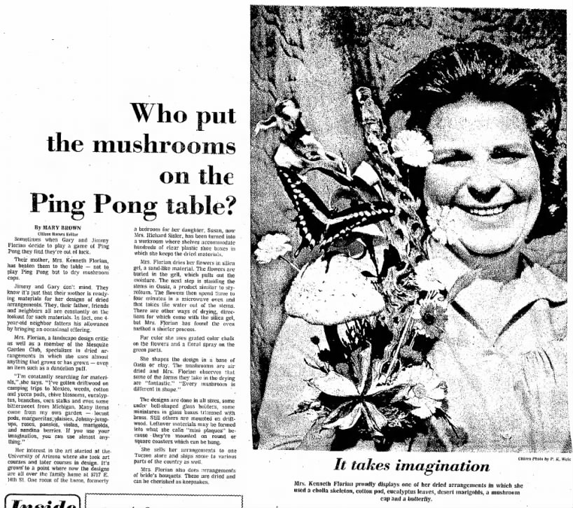 Frances Florian Article - Tucson Daily Citizen Sept 20, 1974