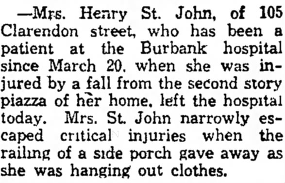 Edna St. John. Fitchburg Sentinel; 3 April 1947