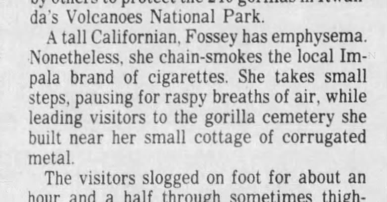 Dian Fossey's lung problems