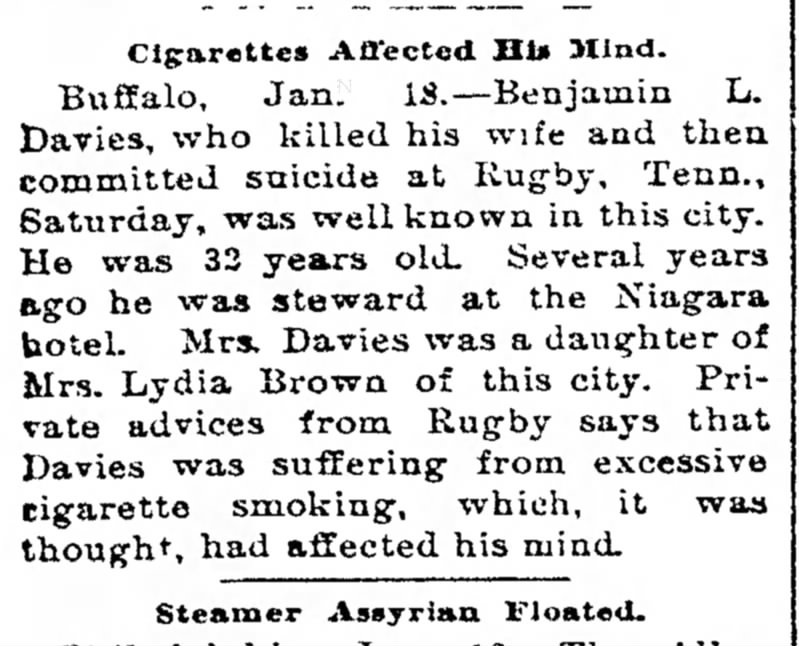 Middletown Daily Argus (Middletown, New York), 
18 January 1897, 
Page 1 