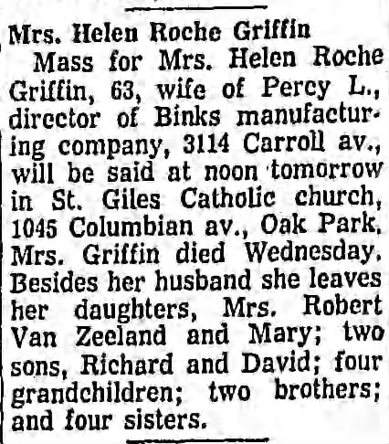 Helen Roche Griffin obituary
