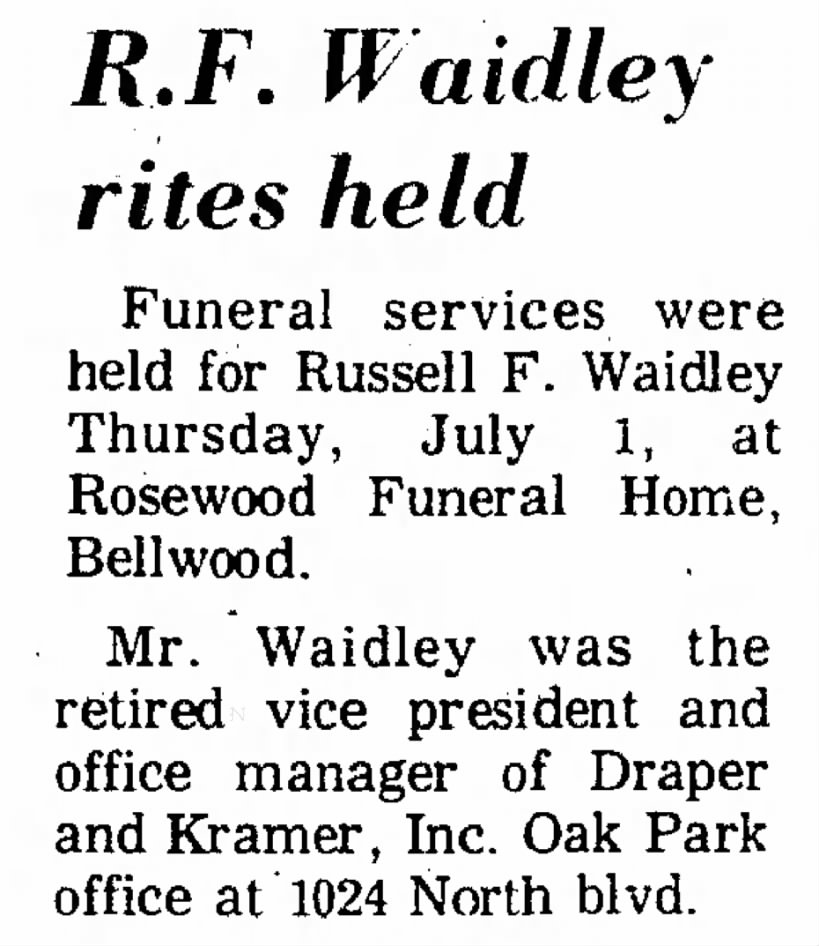 Russell Frank Waidley Obituary