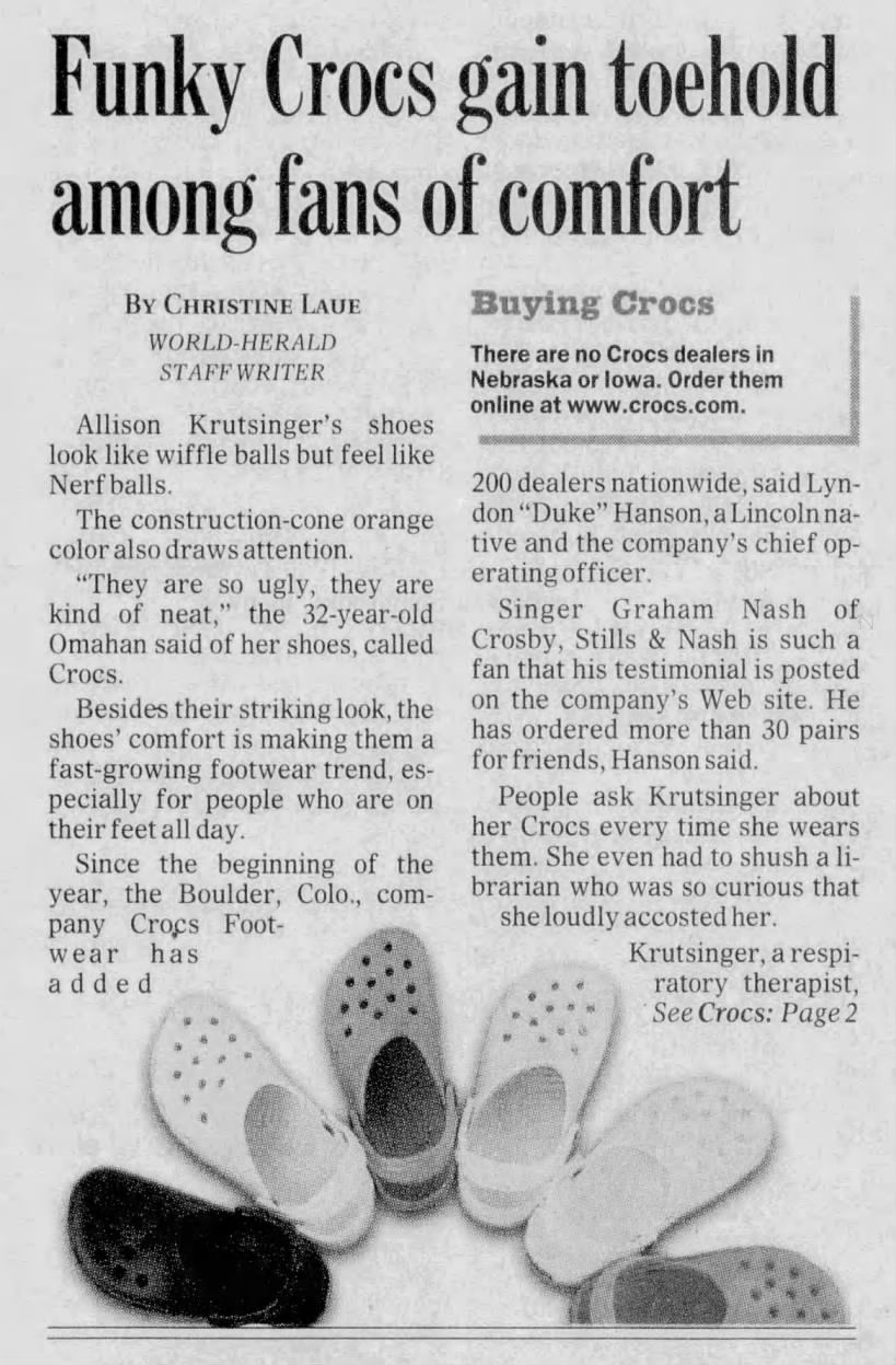 Funky Crocs Gain Toehold Among Fans of Comfort