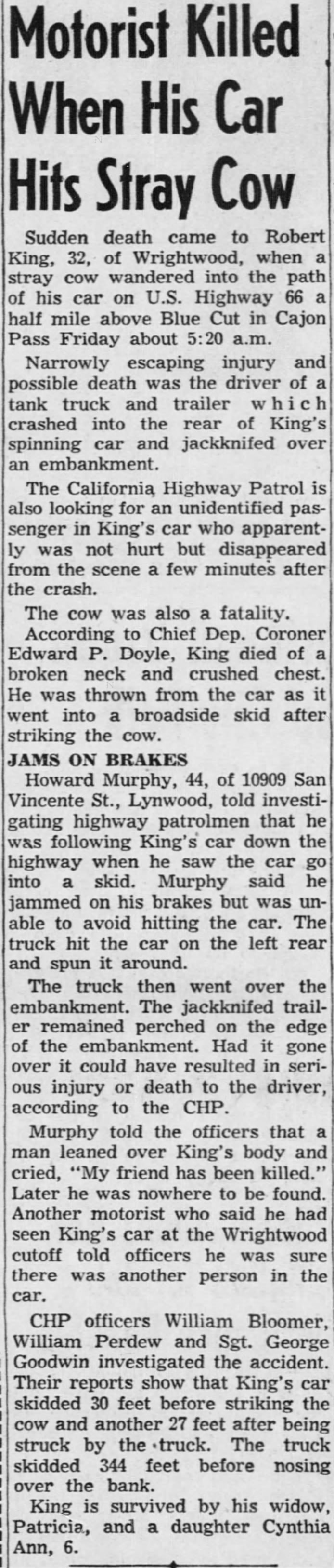 Howard Murphy, in car accident