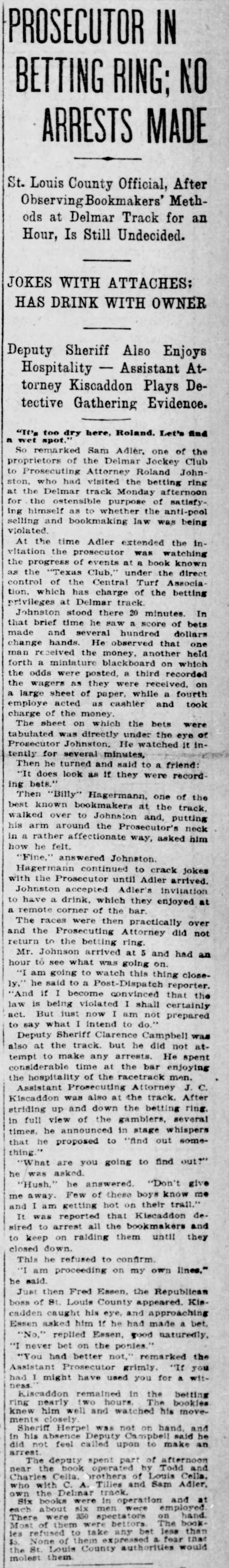 Prosecutor at Ring, No Arrests, 1905