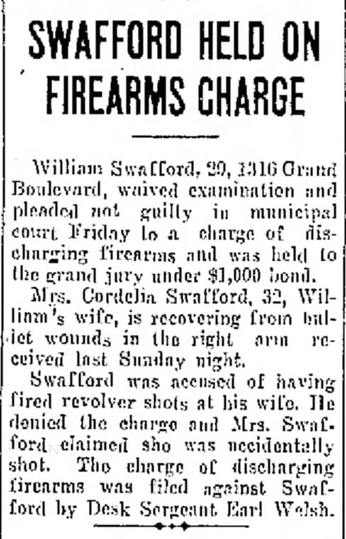 Swafford Held on Firearms Charge 4 Jan 1929
