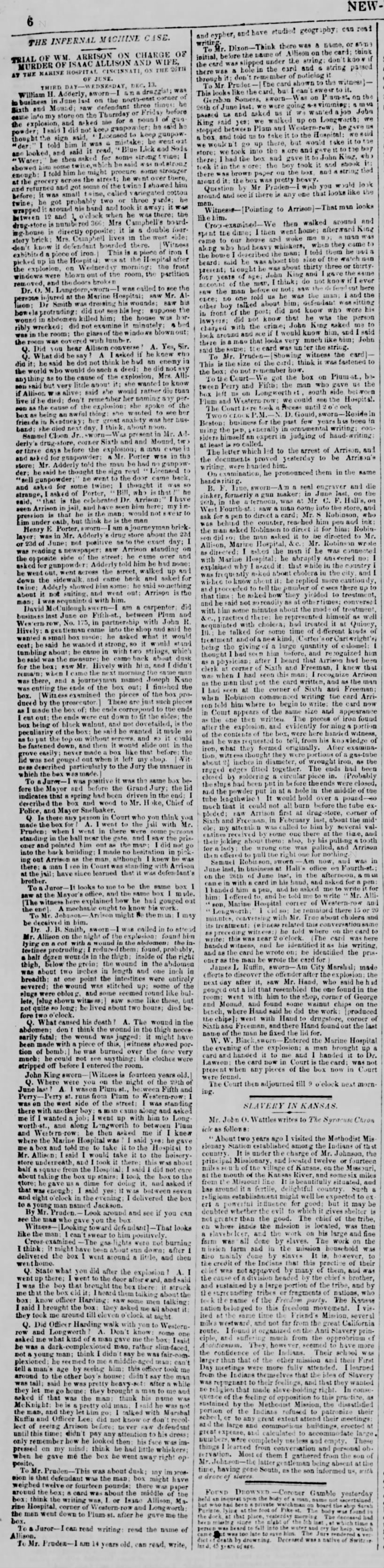New York Tribune 16 Dec 1854
The Infernal Machine Case
