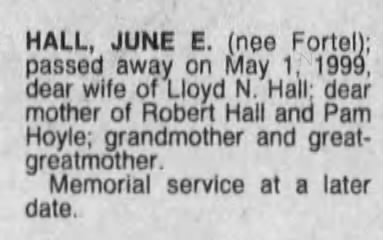 June E. Fortel Hall Obituary