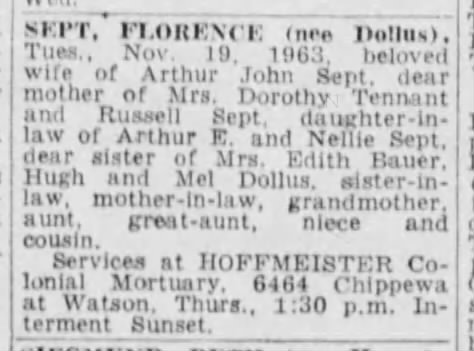 Florence Dollus Sept obituary