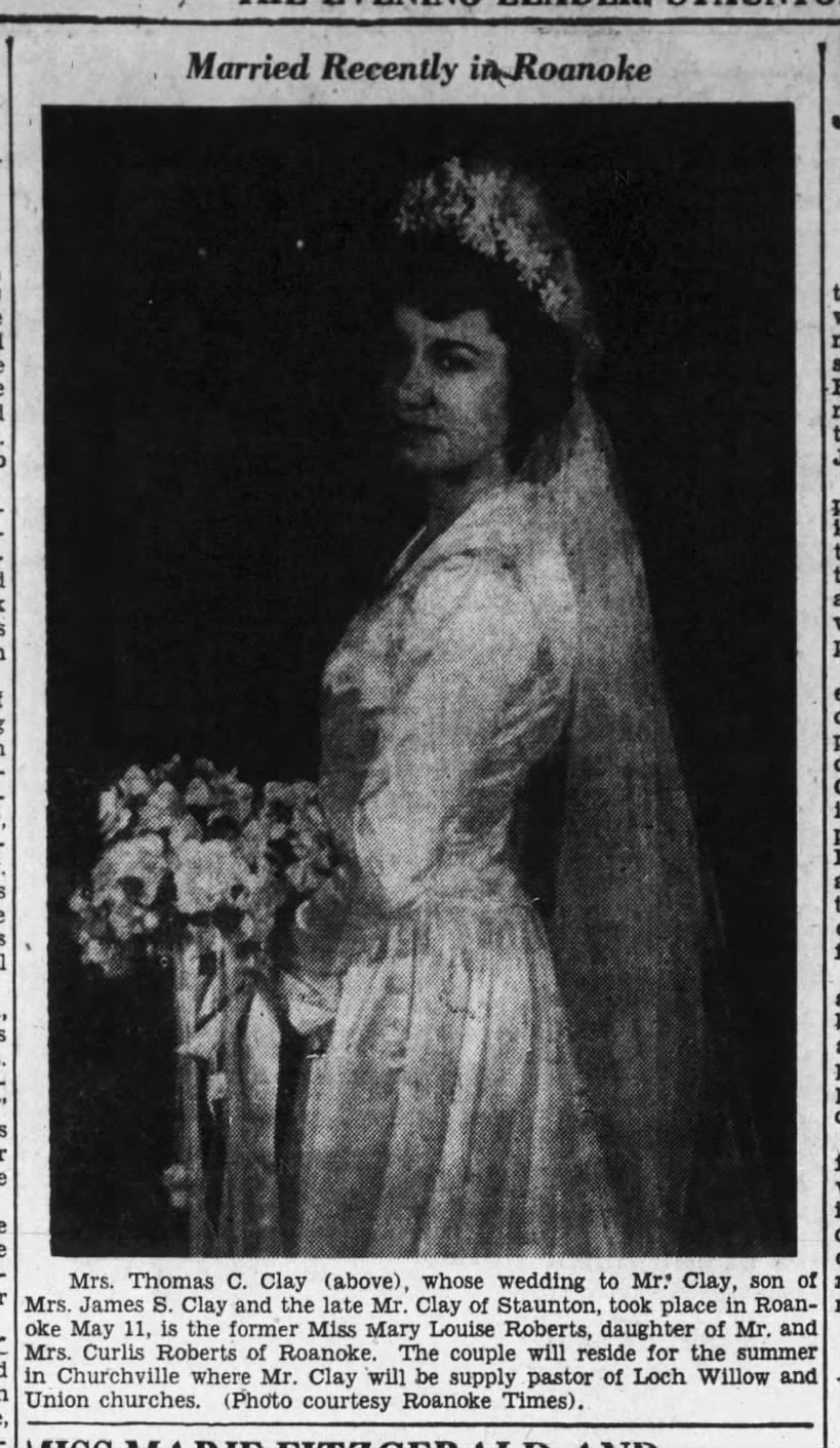 Mary Louise Roberts Married to Thomas C Clay