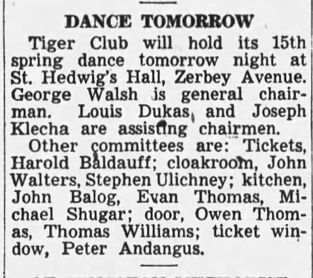 Dad Tiger Club Dance 1949