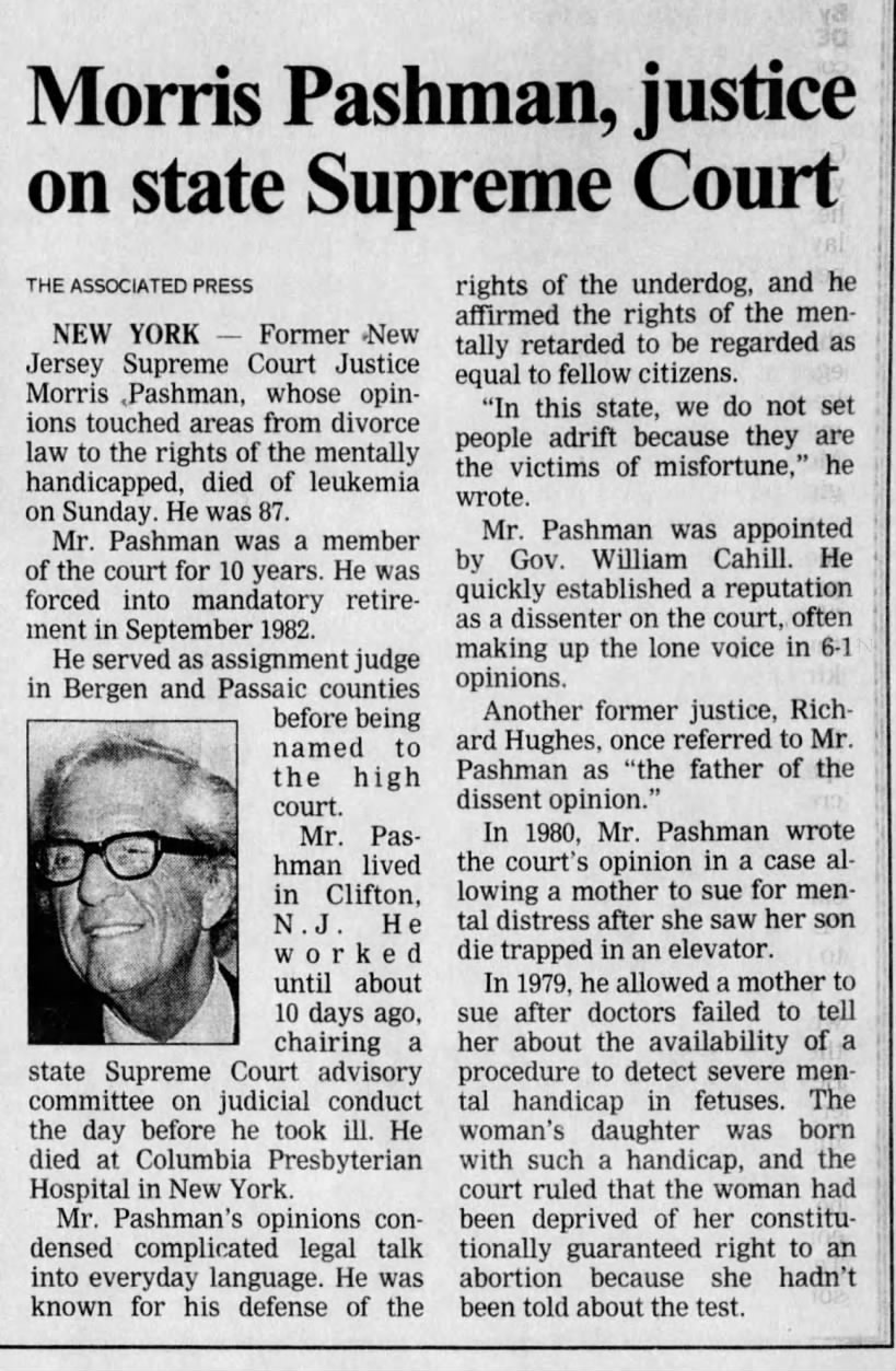 Obituary for Morris Pashman