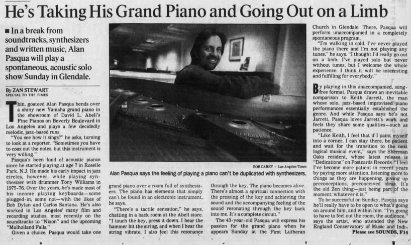 Pianist Alan Pasqua of Roselle Park, New Jersey