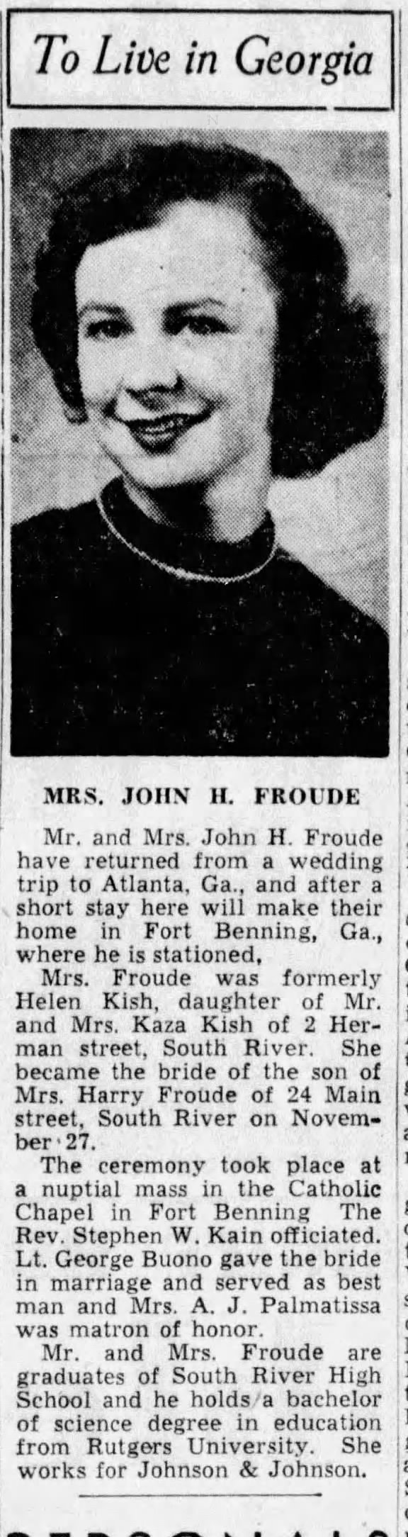 John H. Froude of South River High School