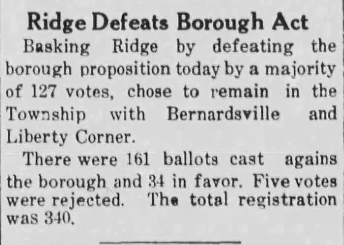 Basking Ridge Voters Reject Formation of Borough