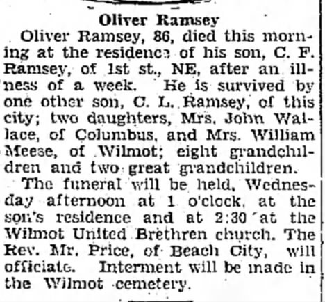 Oliver Ramsey obituary