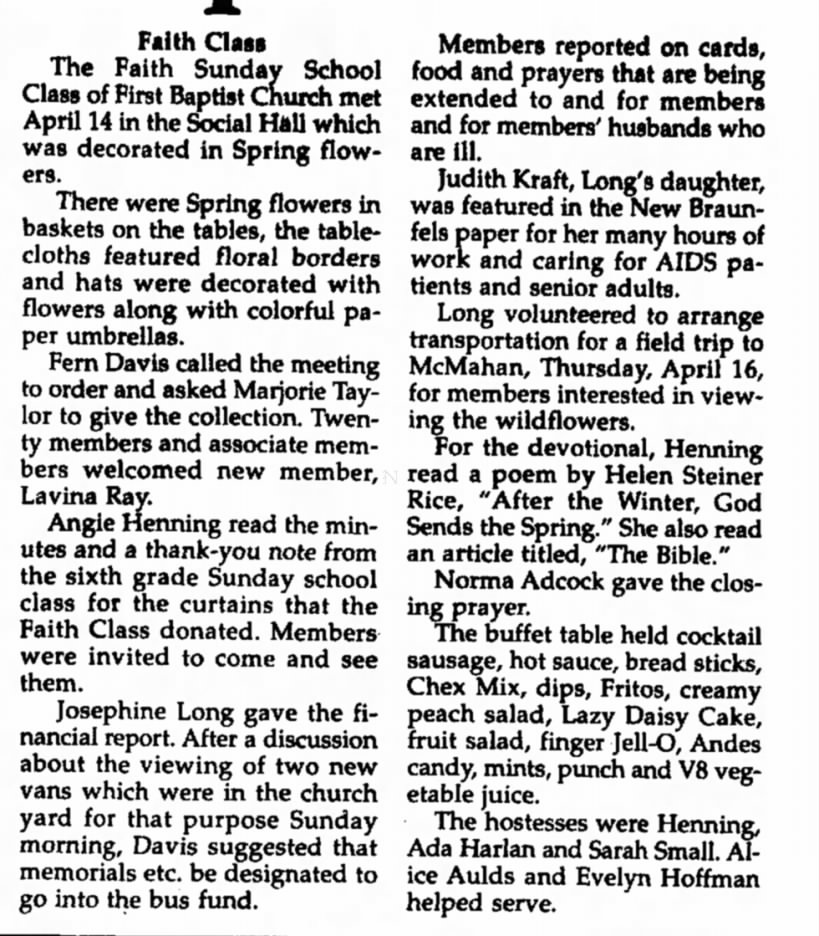 faith class april 1997 - angie henning