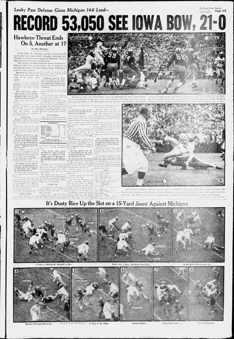 CFB_102/RACE_Des Moines Register_"Johnny Bright"_Sports Page 3_October 21, 1951