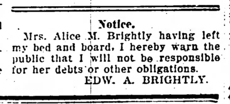 Edward A Brightly legal notice 15 Feb 1912 Iola Register