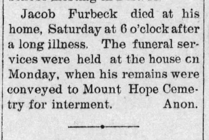 Jacob Furbeck Obituary