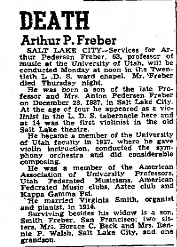 Obituary - The Ogden Standard - Examiner (Ogden, Utah)•
25 Mar 1951, Sun• Page 13