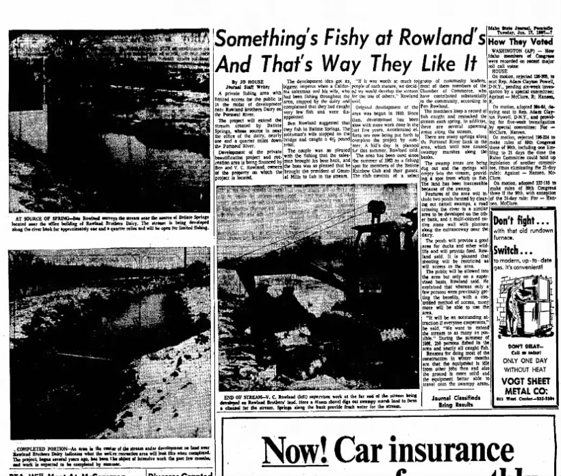 Something's Fishy at Rowland's article Idaho State Journal Jan 17, 1967