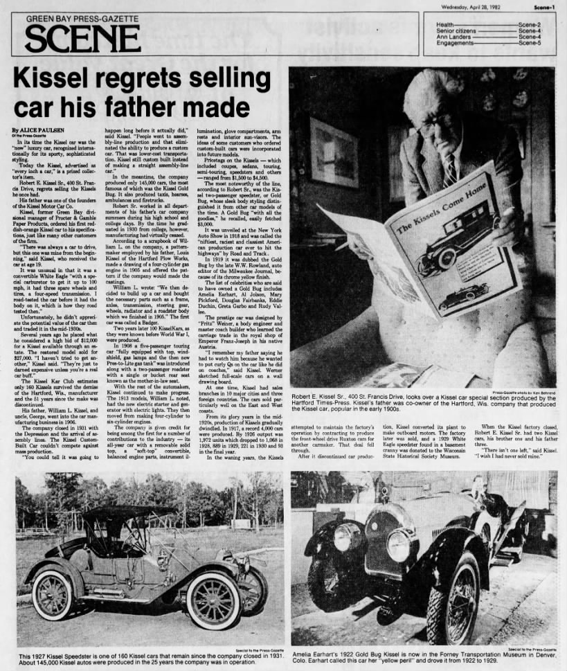 Robert E Kissel has regrets 28 Apr 1982