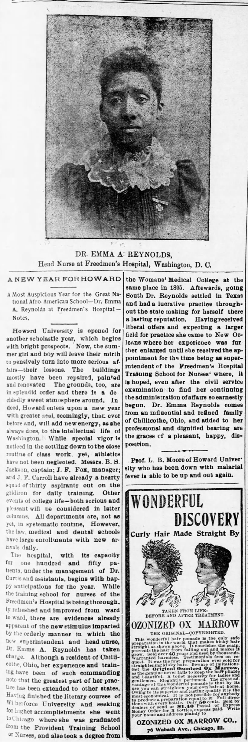 Dr. Emma A. Reynolds. The Colored American. (Washington, D. C.) October 13, 1900, p 7