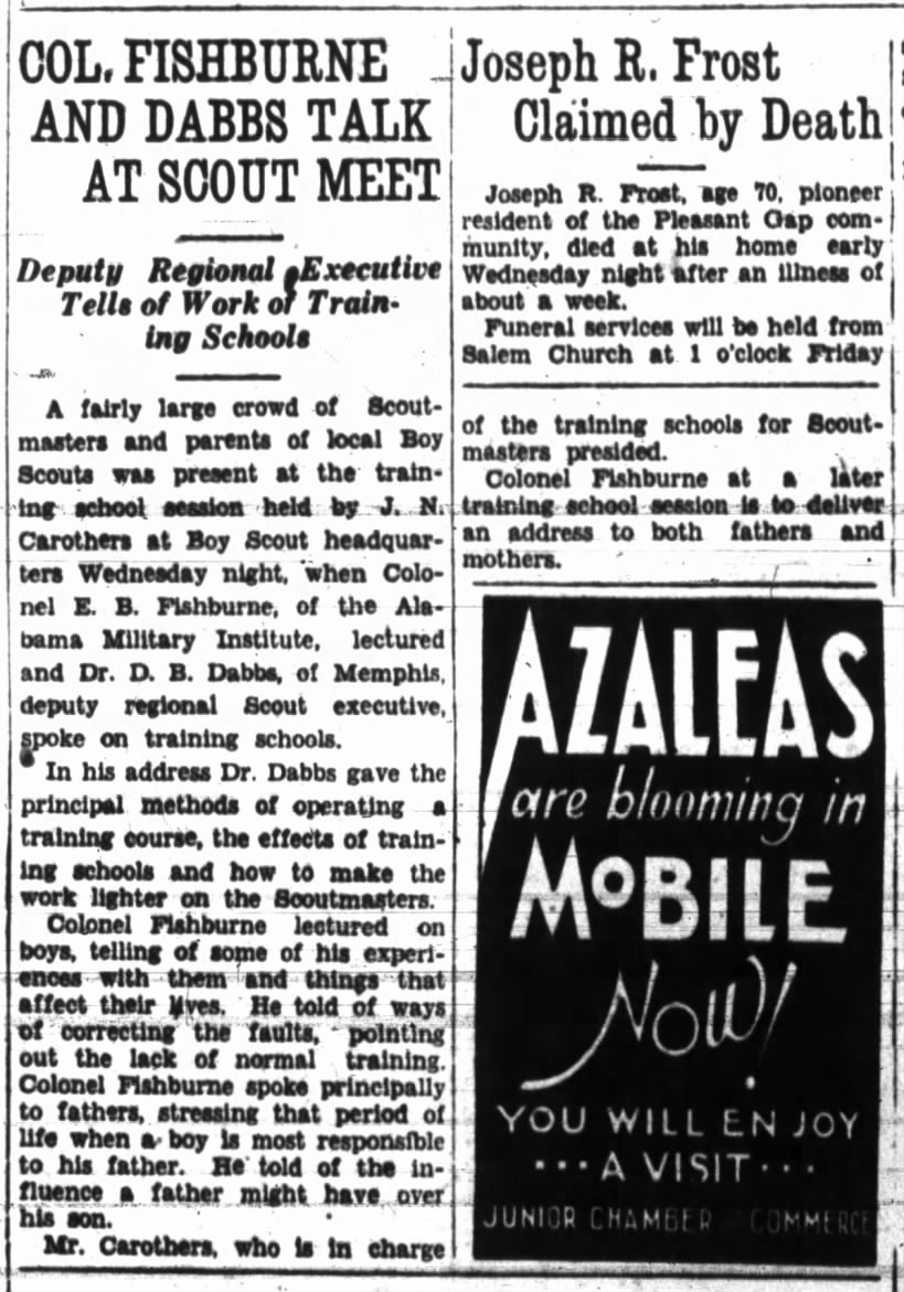 Dr D B Dabbs and Scouts from Anniston Star - 25 Feb 1932