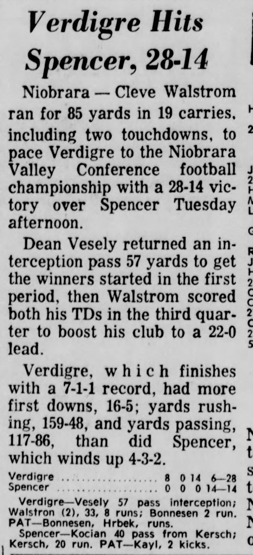 Tom Kocian football from Lincoln Evening Journal - 12 Nov 1969