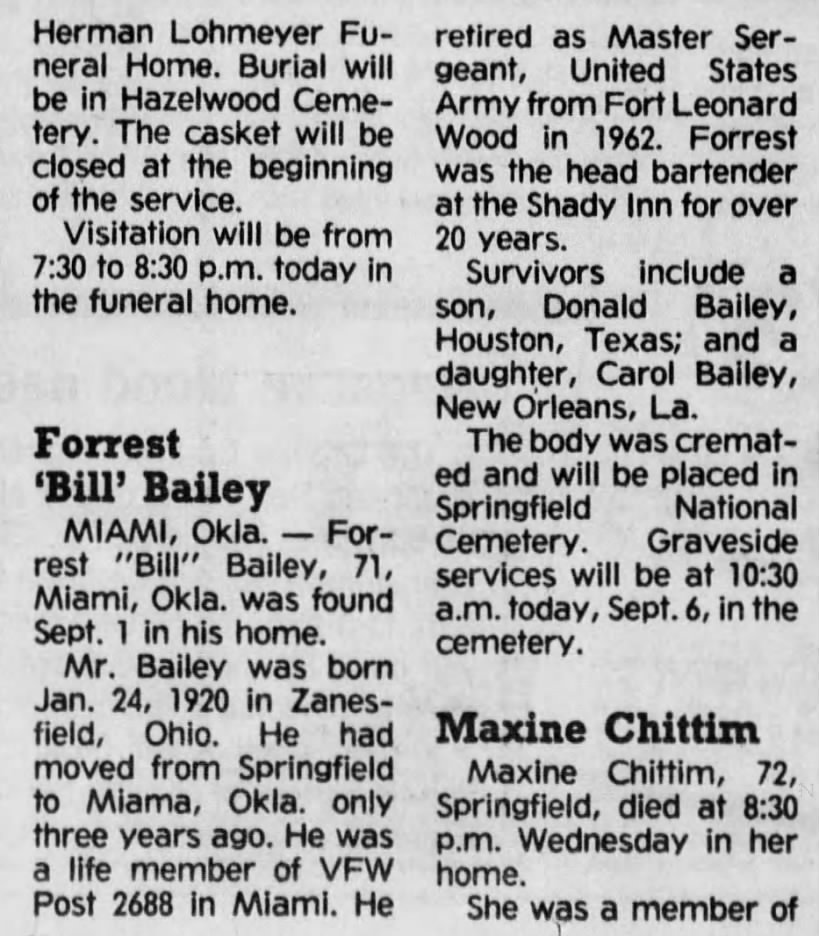 Forrest Bailley obit