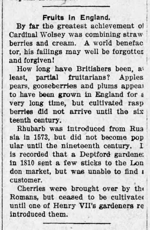 fruits in england 1914